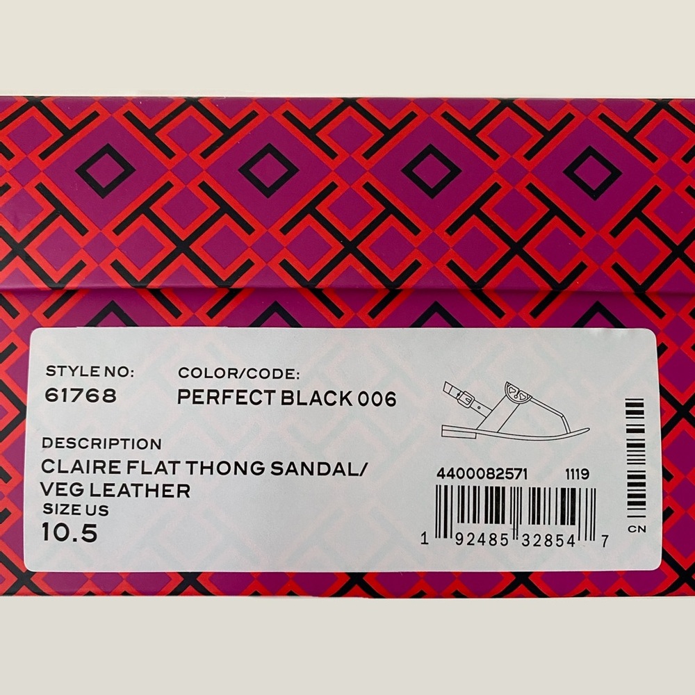 Tory Burch Claire Leather Flat Thong Sandal Black - Picture 13 of 15